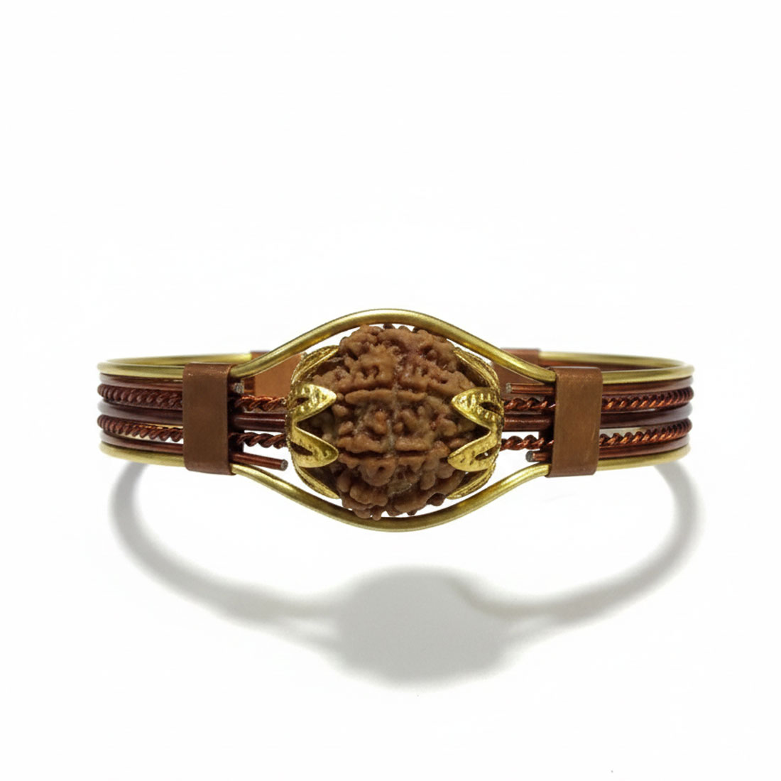 7 Mukhi Rudraksha Natural Copper Kada Bracelet Panch Dhatu Wire Mix With Brass - Image 12