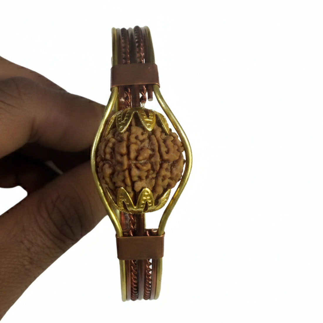 7 Mukhi Rudraksha Natural Copper Kada Bracelet Panch Dhatu Wire Mix With Brass - Image 13