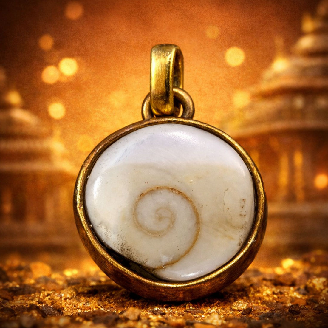 Original Natural Gomati Chakra Stone Brass Locket/Pendant