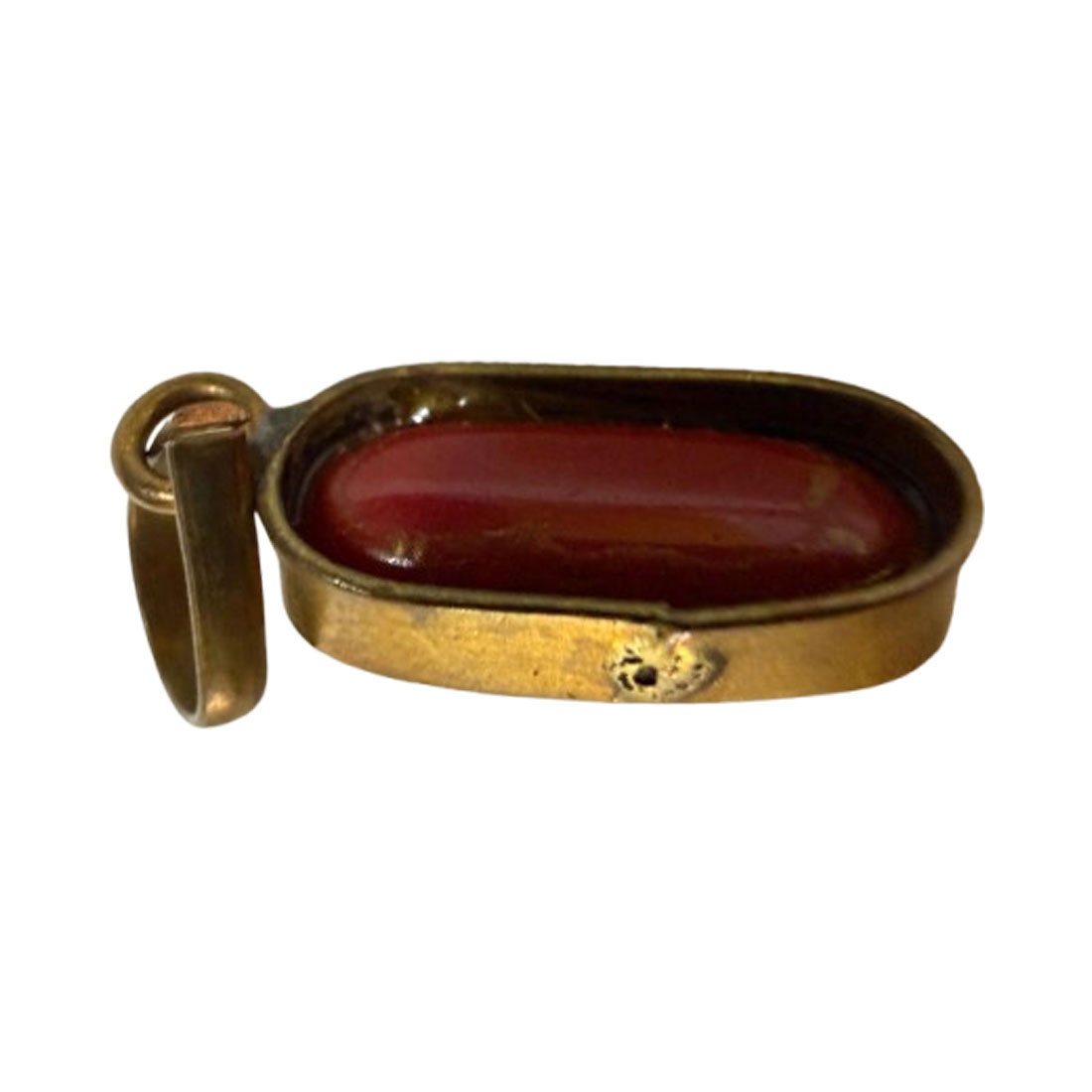 Natural Red Coral (Moonga/Munga/Pavalam) Gemstone Brass Stone Pendant with Gold-Toned Setting - Image 6