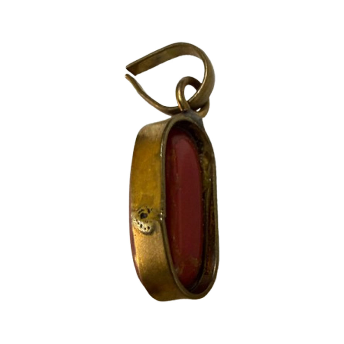 Natural Red Coral (Moonga/Munga/Pavalam) Gemstone Brass Stone Pendant with Gold-Toned Setting - Image 7