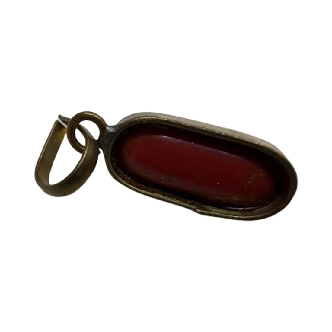 Natural Red Coral (Moonga/Munga/Pavalam) Gemstone Brass Stone Pendant with Gold-Toned Setting - Image 8