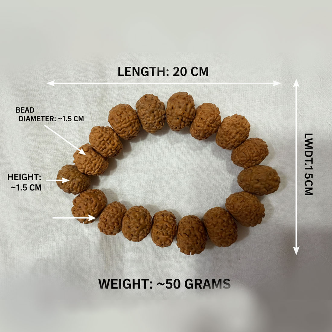 Rudraksha 9 Face / 9 Mukhi Rudraksha Bracelet (19.16 Beads) Brown - Image 11