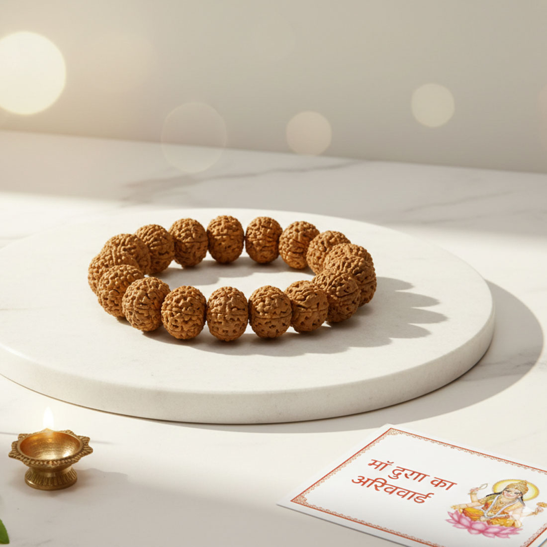 Rudraksha 9 Face / 9 Mukhi Rudraksha Bracelet (19.16 Beads) Brown - Image 5