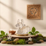 Clear Crystal (Sphatik) Nandi / Bull Shiv Idol for Vastu & Feng Shui