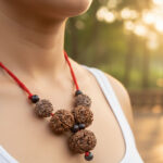 Rudraksha Health Kawach Premium | Combination of 3 Mukhi (2 Beads) & 5 Mukhi (3 Beads) Nepali Rudraksha with Red Rope