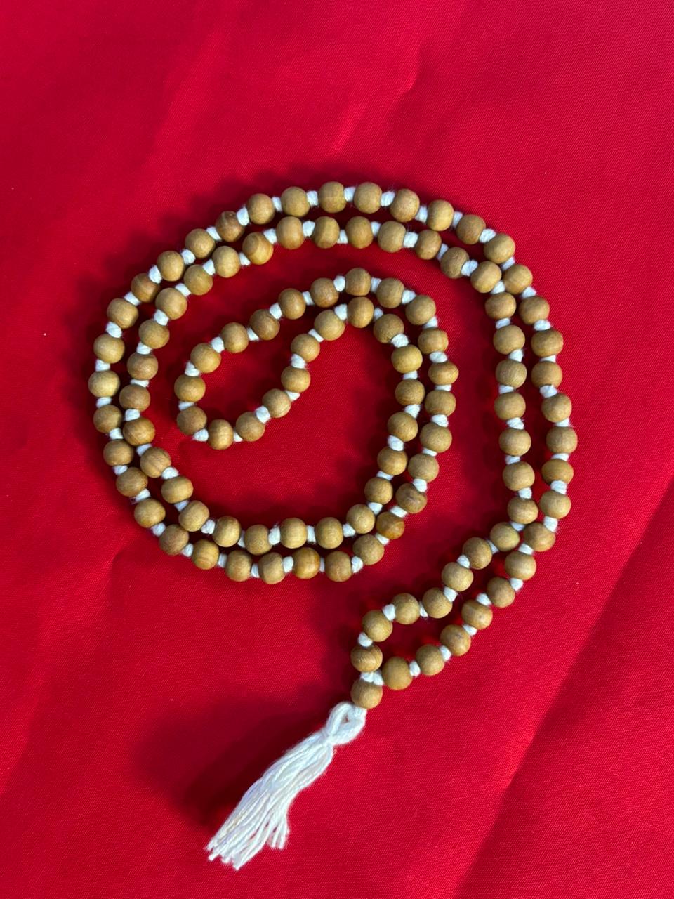Pure White Sandalwood (Chandan) / Tulsi Japa Mala 108+1 Beads - Image 6