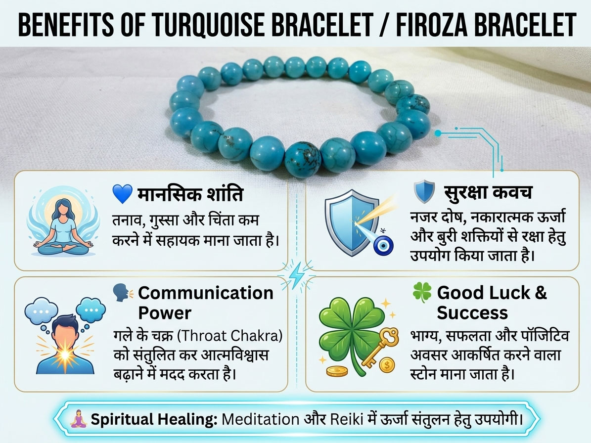 Turquoise (Firoza) Stone Bracelet – Blue Magnesite / Howlite Bracelet - Image 4