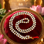 Original Gaumukhi White Tulsi Kanthi Mala 108 Beads with Yellow Thread & Red Tassel | Sacred Tulsi Jaap Mala for ISKCON, Hare Krishna Chanting, Meditation & Daily Pooja