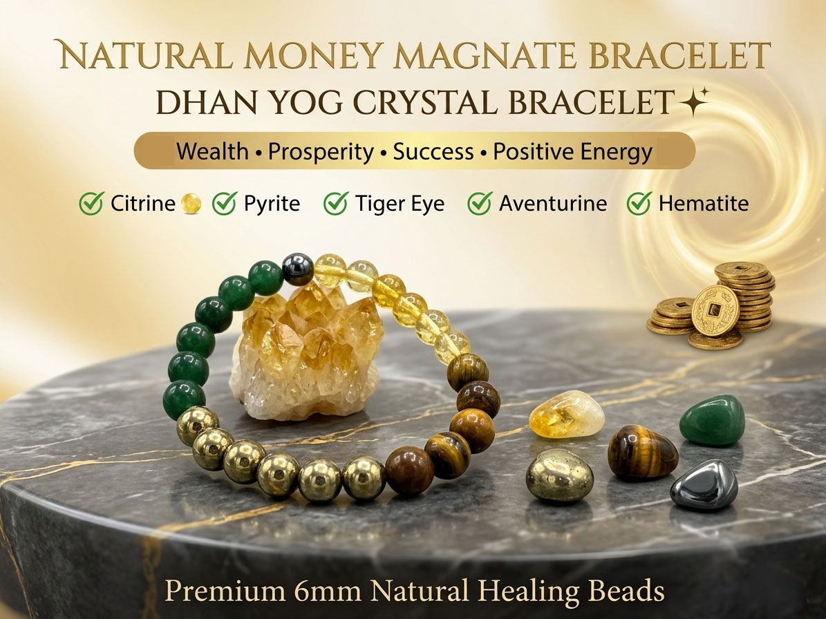 Natural Money Magnate Bracelet (Dhan Yog Bracelet) | Wealth, Prosperity, Success & Positive Energy Crystal Bracelet for Men & Women - Image 2