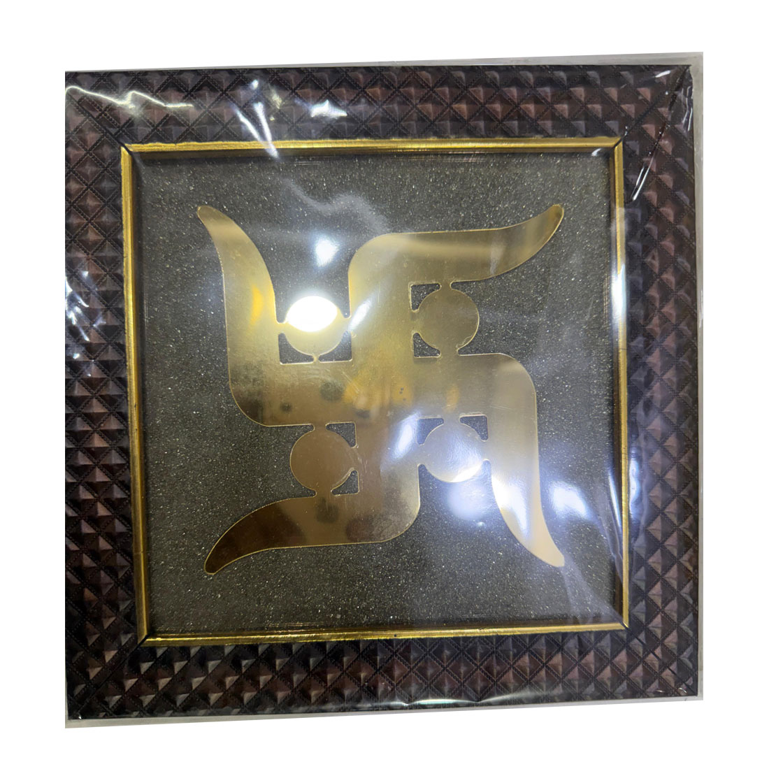 Golden Swastik Pyrite Dust Frame for Wealth & Positive Energy - Image 3