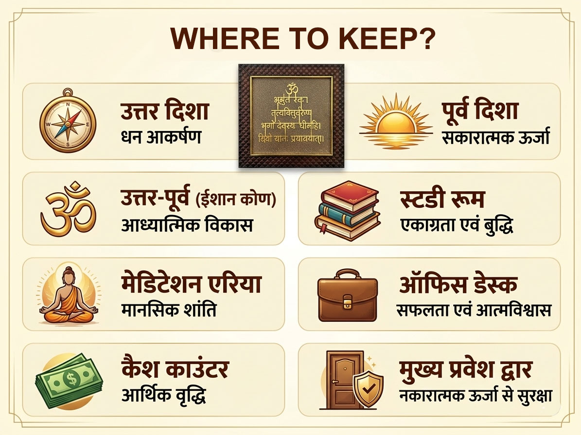 Gayatri Mantra Pyrite Dust Wall Art Frame | Vastu Wealth & Positive Energy Decorative Frame for Home, Office, Meditation & Study Room - Image 8