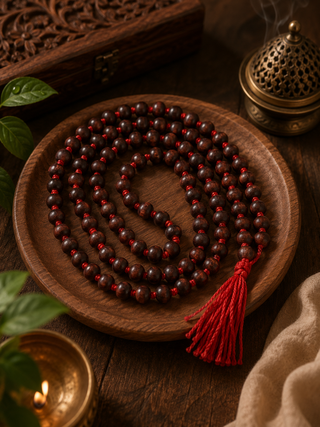 Original Lal Chandan Mala | Red Sandalwood Japa Mala 108 Beads (8mm) - Image 2
