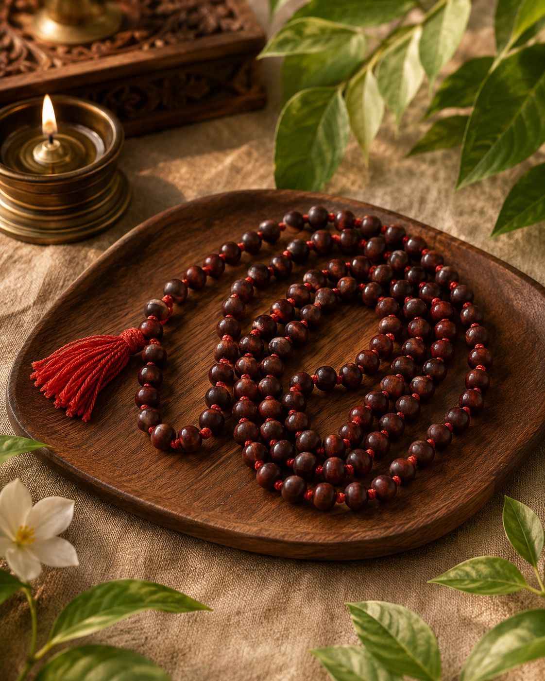 Original Lal Chandan Mala | Red Sandalwood Japa Mala 108 Beads (8mm)