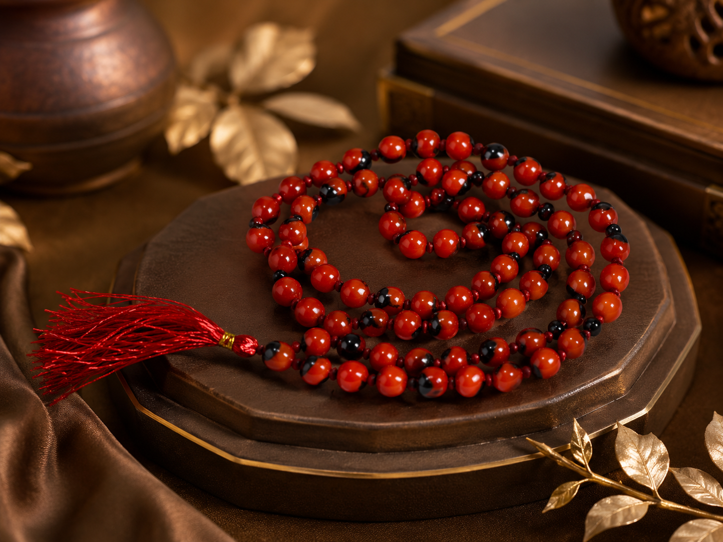 Lal Gunja Mala 108+1 Beads | Natural Red Chirmi / Rakt Gunja Seed Rosary for Puja, Japa, Protection & Good Luck - Image 6