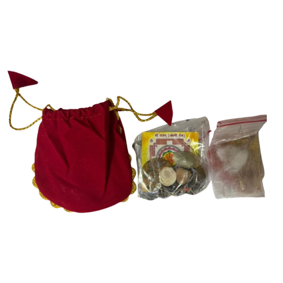 Mahalakshmi Dhan Prapti Potli (महालक्ष्मी धन प्राप्ति पोटली) | 27 Sacred Items Lakshmi Puja Kit with Shri Yantra, Gomti Chakra & Kamal Gatta - Image 9