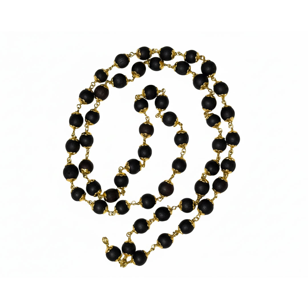 Natural Karungali Mala Black Tassel with Golden Cap Chain - Image 11