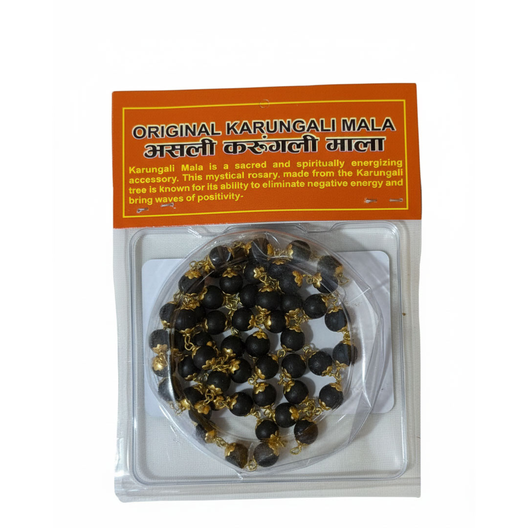 Natural Karungali Mala Black Tassel with Golden Cap Chain - Image 10