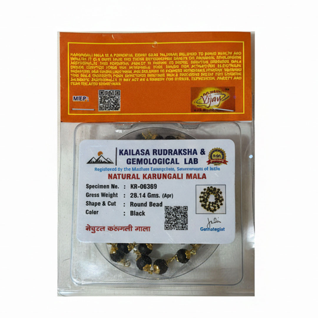Natural Karungali Mala Black Tassel with Golden Cap Chain - Image 9