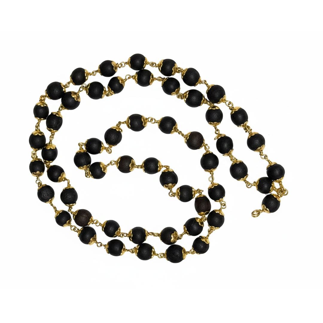 Natural Karungali Mala Black Tassel with Golden Cap Chain - Image 8