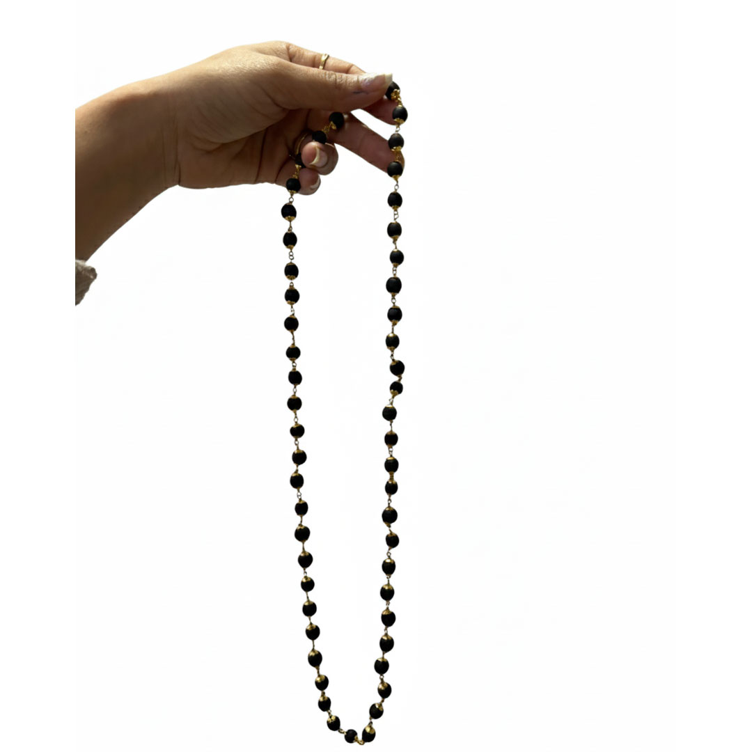 Natural Karungali Mala Black Tassel with Golden Cap Chain - Image 7