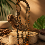 Original Shyama Tulsi Kanthi Mala (Dark Brown 108+1 Beads) & Yellow Thread for Rosary, Chanting & Wearing | Worship for Lord Vishnu, Rama, or Krishna (100% Original Holy Basil Wood)