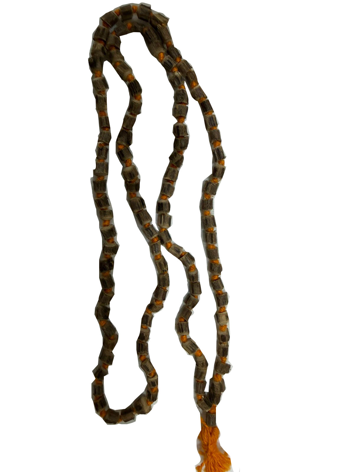 Original Shyama Tulsi Kanthi Mala (Dark Brown 108+1 Beads) & Yellow Thread for Rosary, Chanting & Wearing | Worship for Lord Vishnu, Rama, or Krishna (100% Original Holy Basil Wood) - Image 3