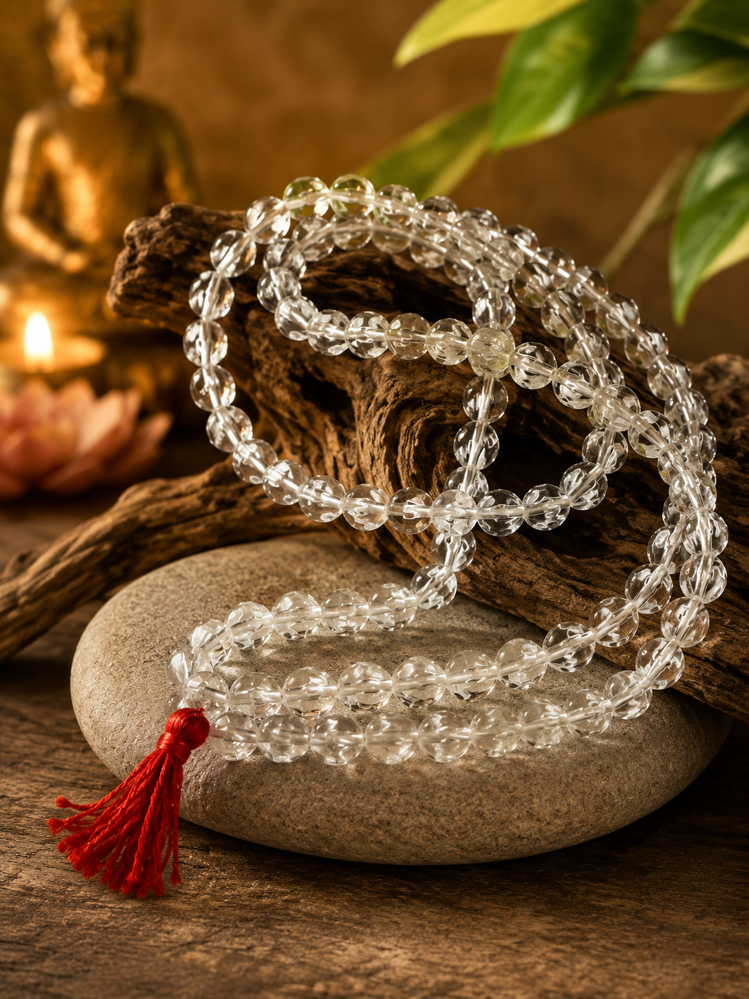 Crystal Sphatik Mala (108+1 Beads, 7mm) for Pooja, Meditation, Reiki & Wealth | Unisex for Men & Women - Image 2
