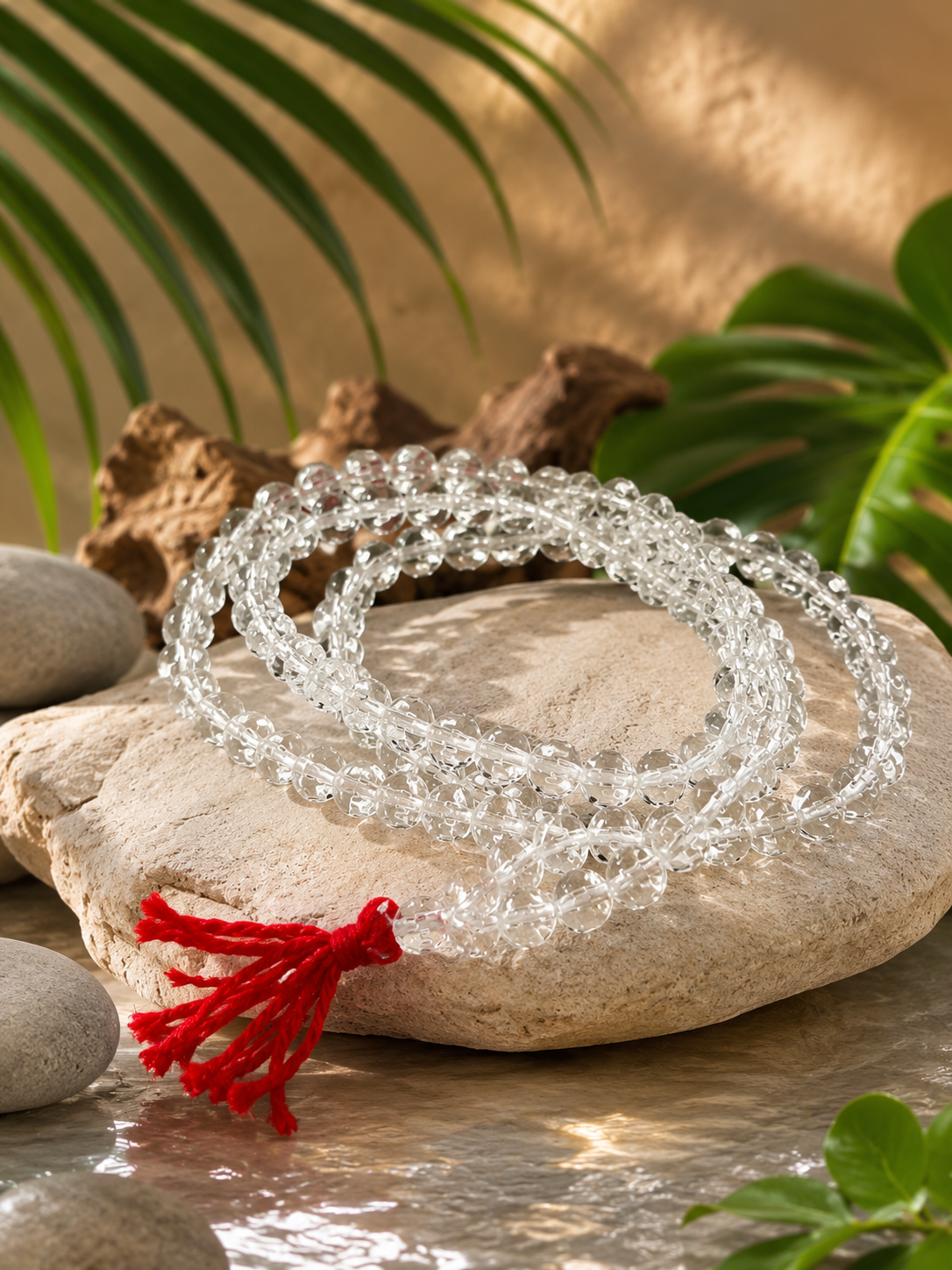 Crystal Sphatik Mala (108+1 Beads, 7mm) for Pooja, Meditation, Reiki & Wealth | Unisex for Men & Women