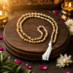 Pure White Sandalwood (Chandan) / Tulsi Japa Mala 108+1 Beads