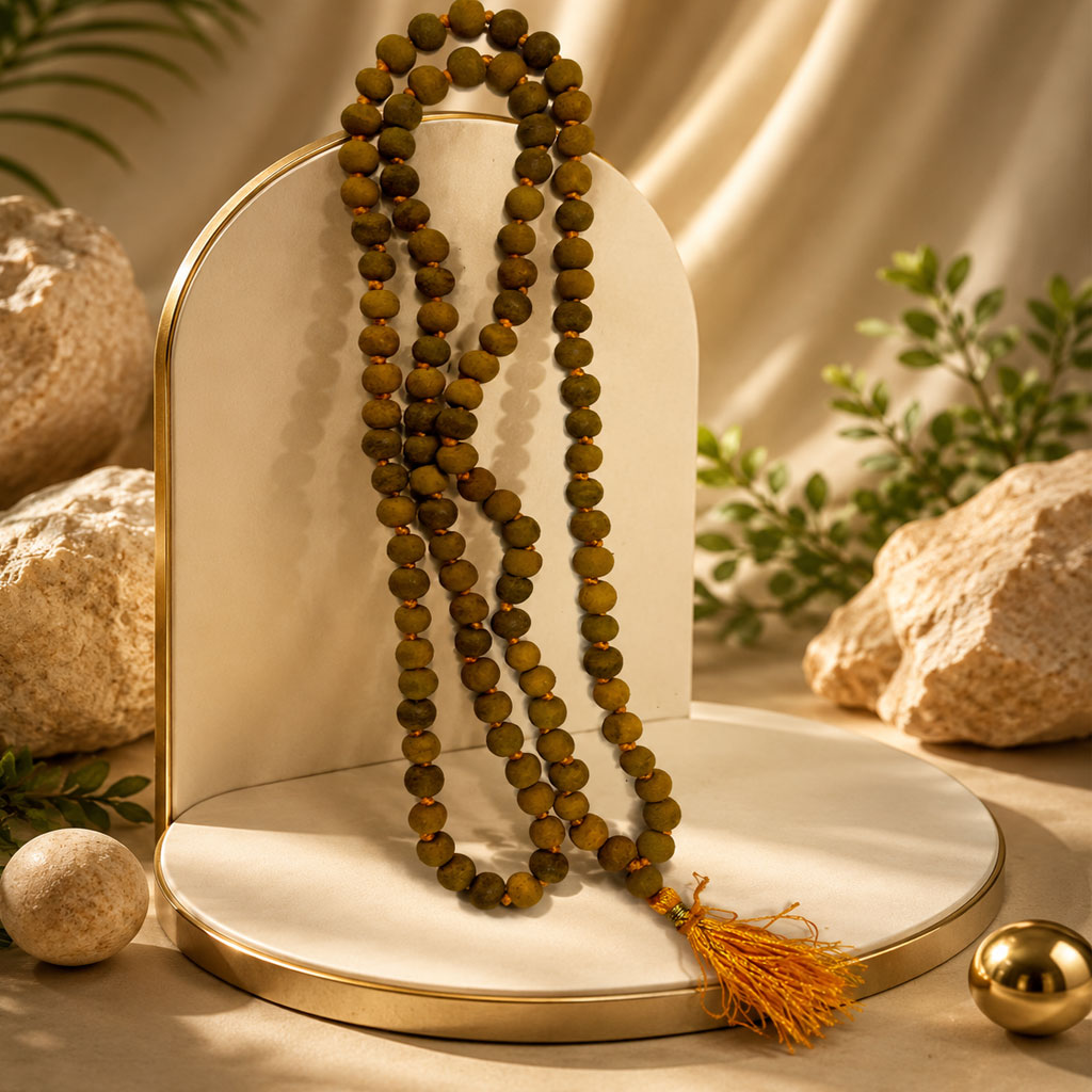 Natural Haldi Mala | Original Turmeric Rosary Mala for Baglamukhi Jaap | 108+1 Beads
