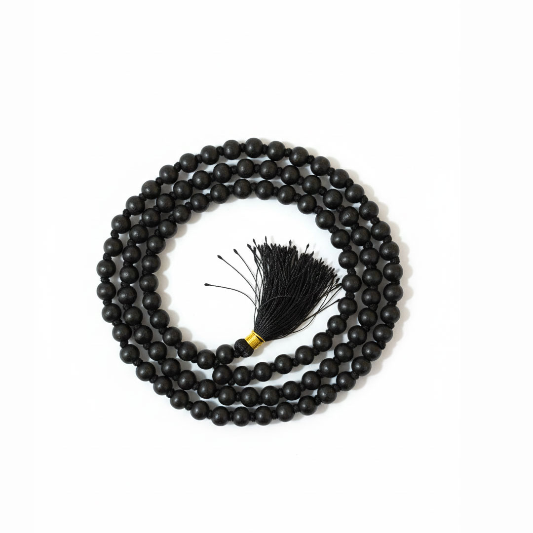 Natural Karungali Mala 6mm Round Bead With Black Tassel - Image 7