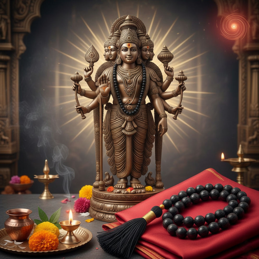 Natural Karungali Mala 6mm Round Bead With Black Tassel - Image 3