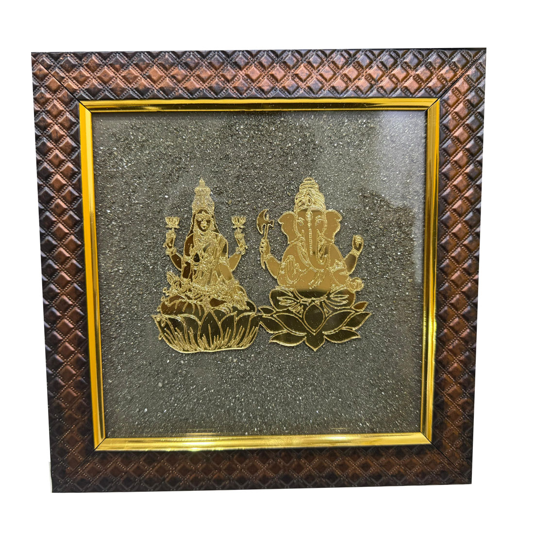 Gold-Plated Lakshmi Ganesha Pyrite Dust Frame - Image 8