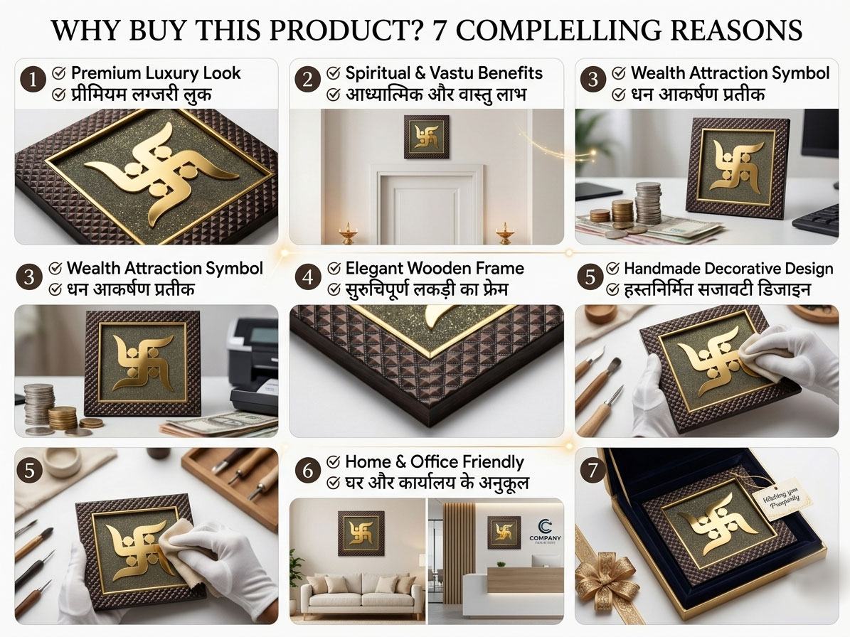 Golden Swastik Pyrite Dust Frame for Wealth & Positive Energy - Image 9