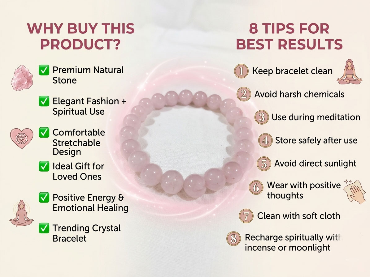 Rose Quartz stone bracelet- Stone of Universal Love - Image 9
