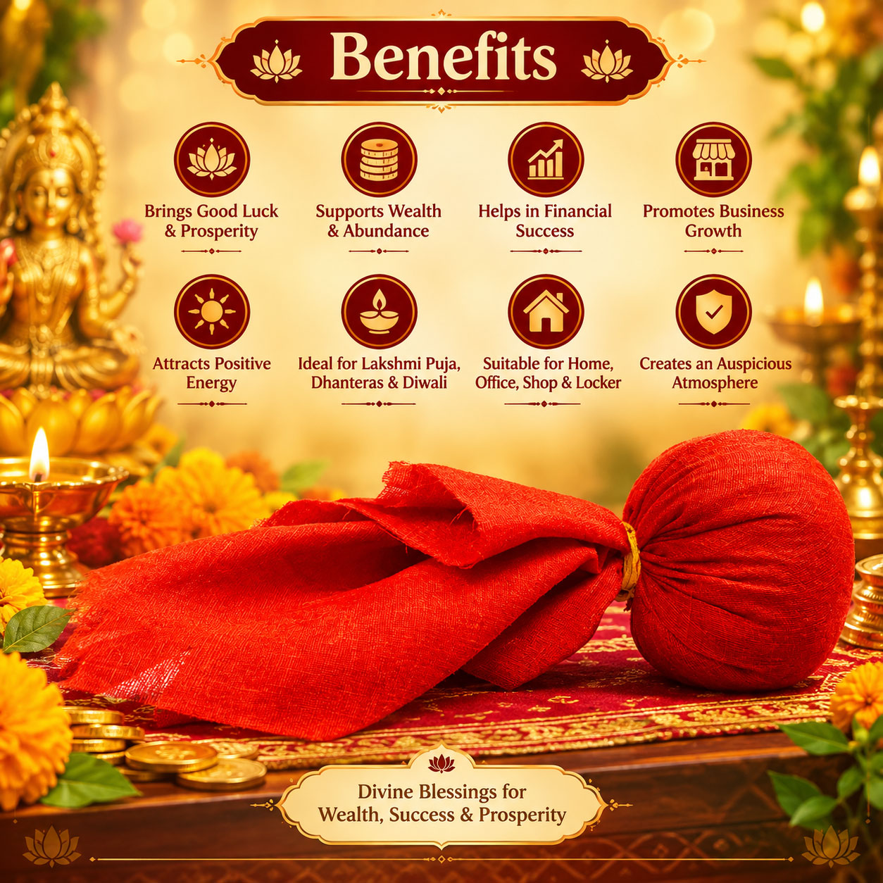 Siddh Handmade Dhan Laxmi Potli(धन लक्ष्मी सिद्ध पोटली ) For Good Luck, Financial Success and Business Growth and Attract Money Yantra - Image 5