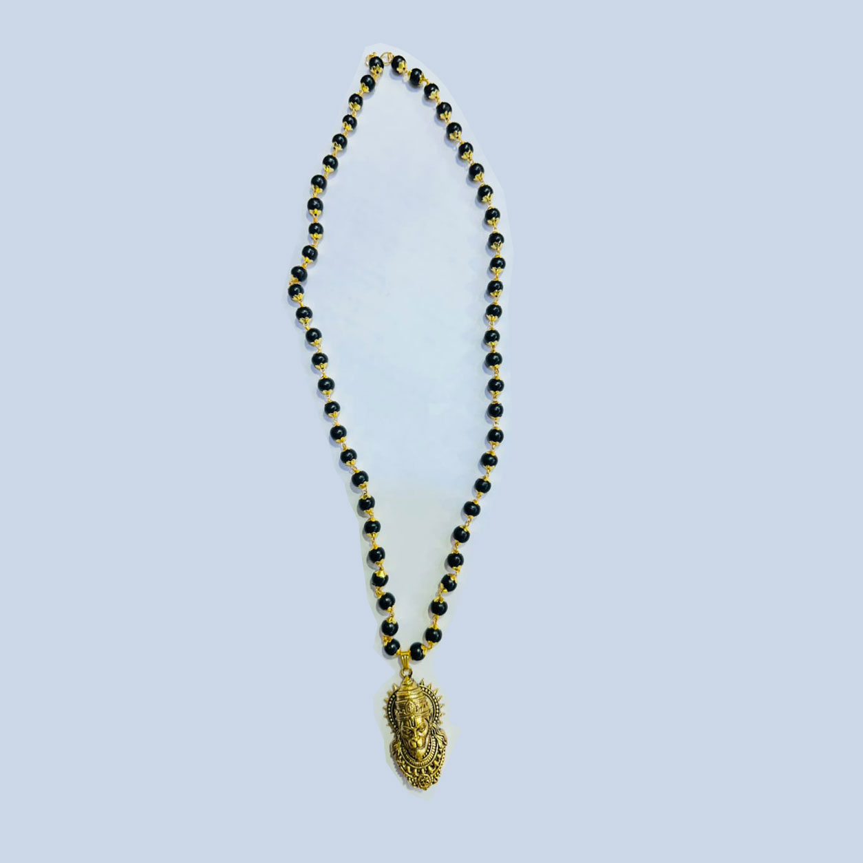 Gold-Plated Karungali Mala with Lord Hanuman Pendant | Natural Black Ebony Wood Beads Necklace for Men & Women | Spiritual, Meditation, Prayer & Devotional Wea - Image 6
