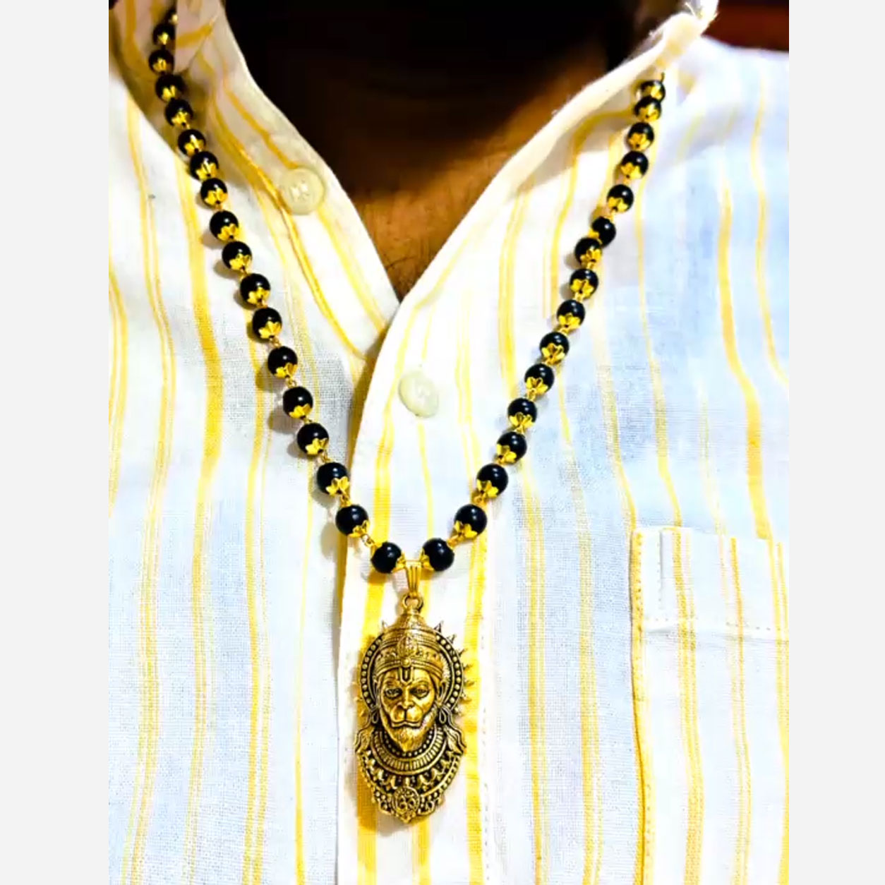 Gold-Plated Karungali Mala with Lord Hanuman Pendant | Natural Black Ebony Wood Beads Necklace for Men & Women | Spiritual, Meditation, Prayer & Devotional Wea - Image 9